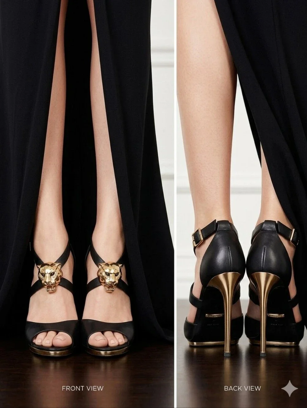 Roberto Cavalli Luxury Panthera Head Signature Gold Size 11 US‎